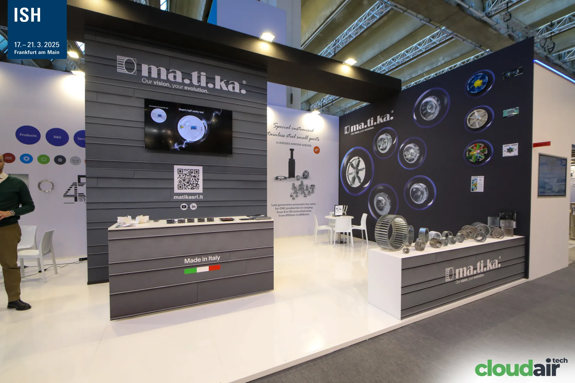Matika "Made in Italy" counter, test video screen and impeller wall at ISH 2025