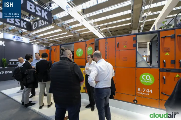Menerga orange CO2 air handling unit labelled COP up to 7 and GWP 1