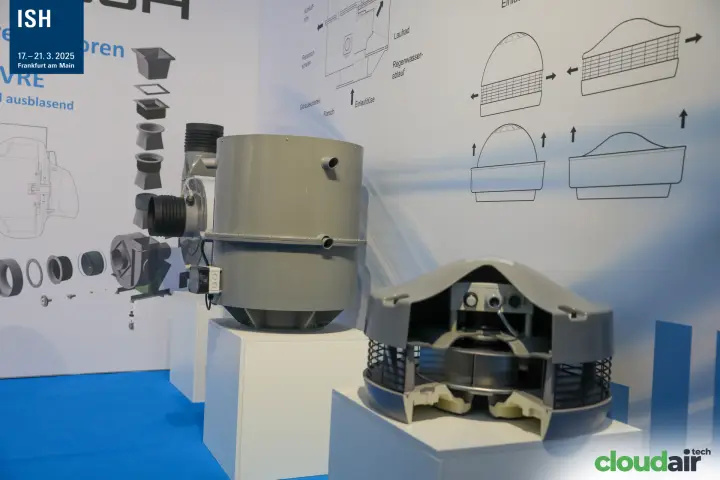 Mietzsch roof fans with exploded component graphics on the wall
