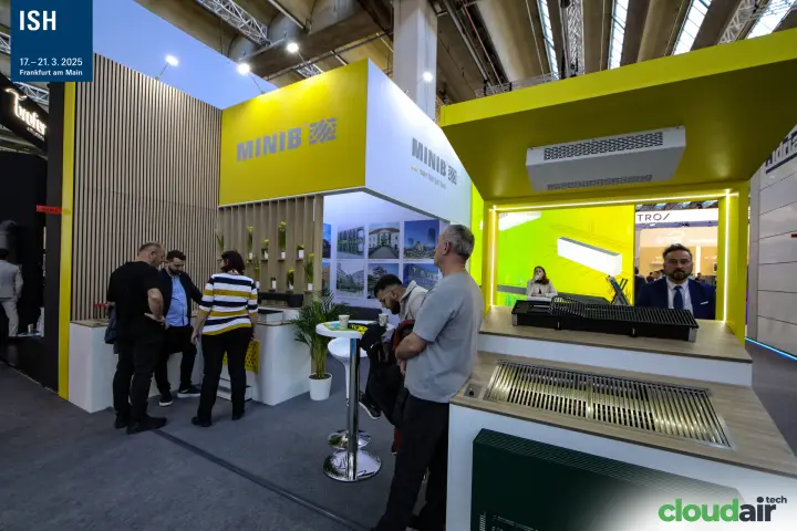 Minib trench convector grilles and ceiling unit under a yellow canopy