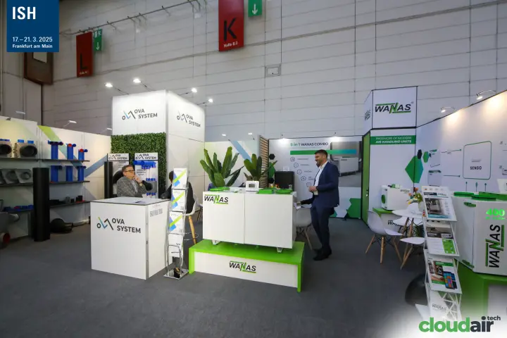 Neighbouring Wanas and OVA System stands in Hall 8.0 at ISH 2025