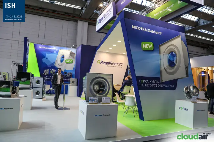 Nicotra Gebhardt stand promoting the new COPRA Hybrid fan at ISH 2025