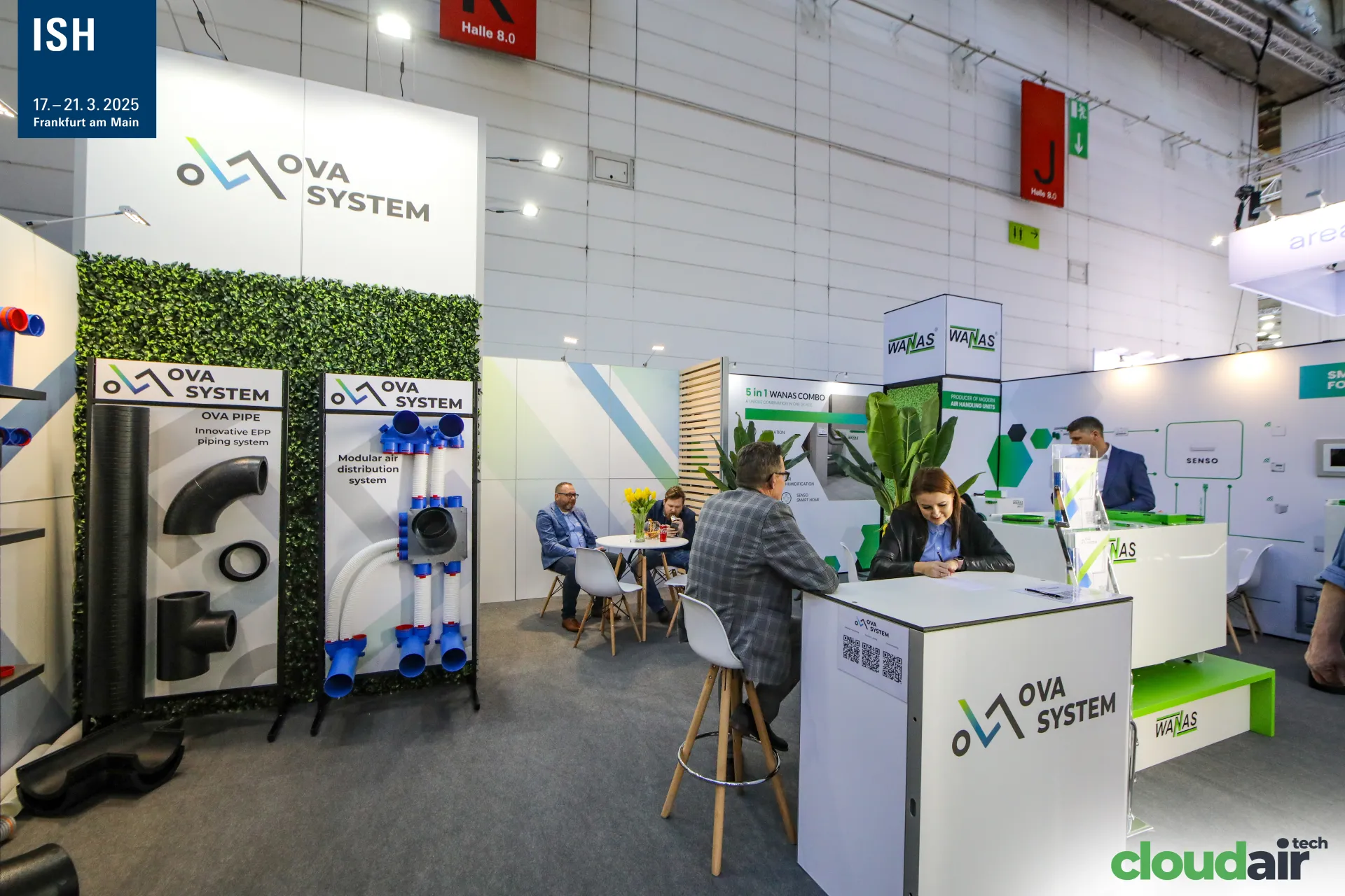 OVA System display boards and counter beside the Wanas stand at ISH 2025