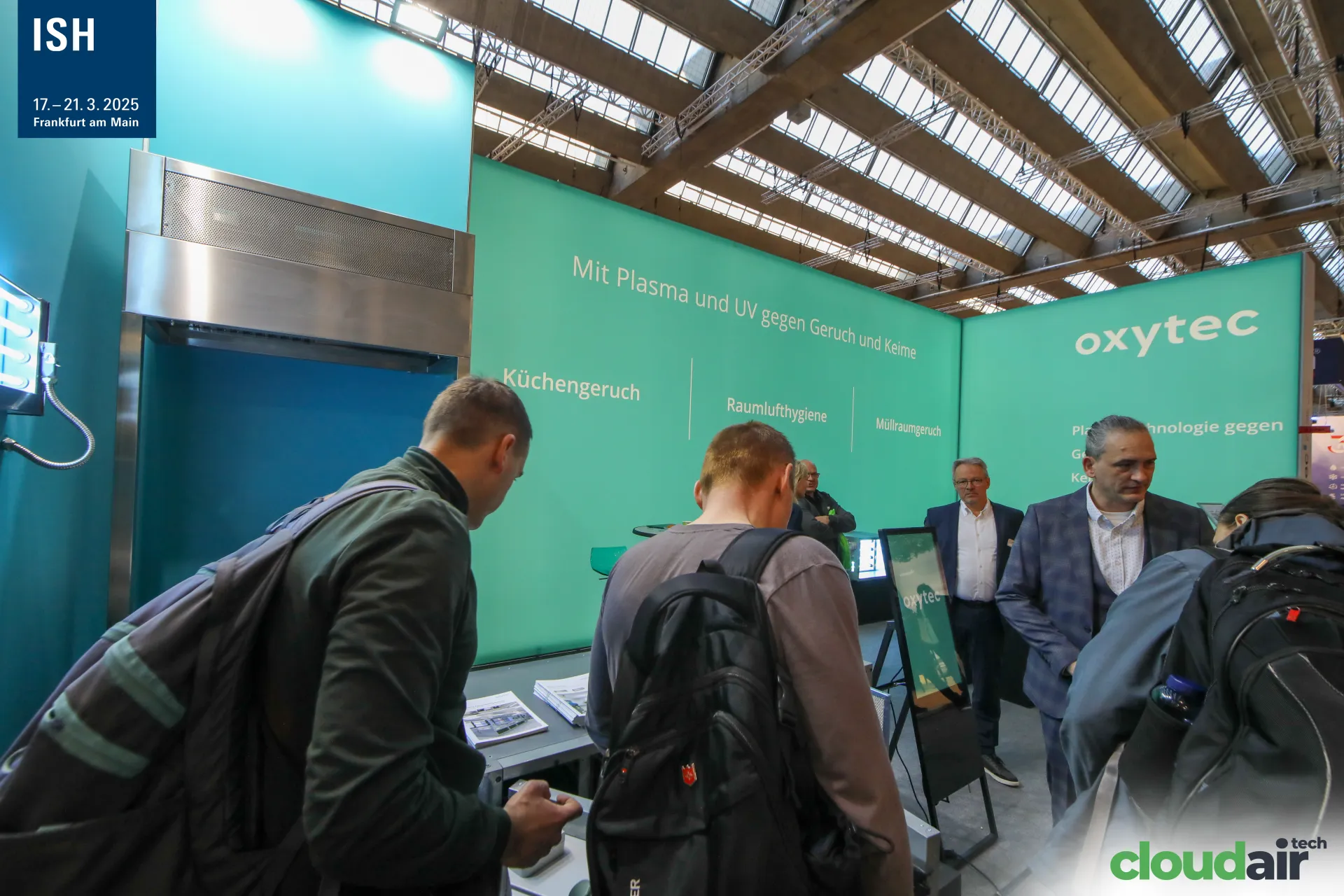 Oxytec stand with a stainless hood and UV lamps on show at ISH 2025