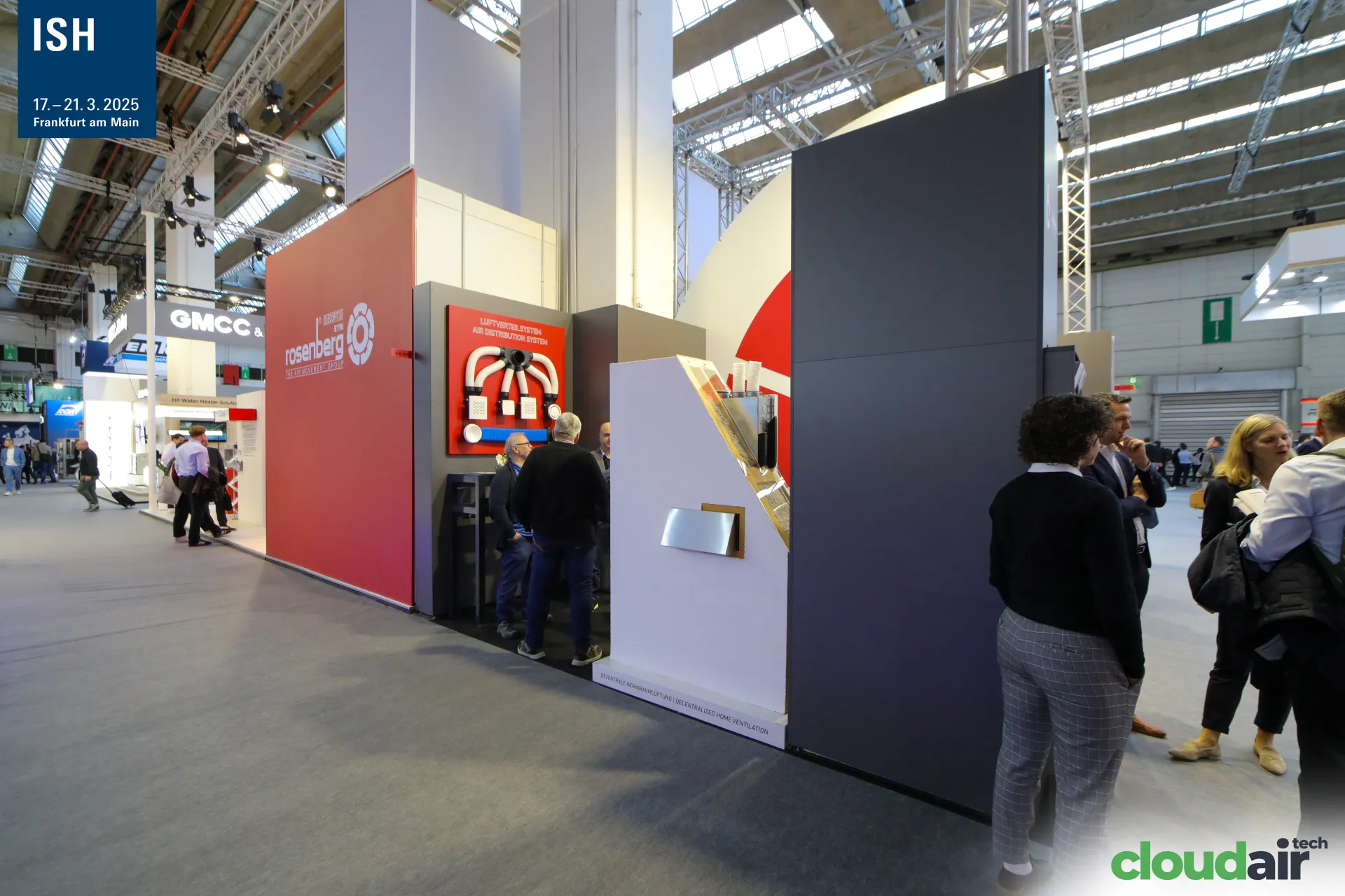 Pichler air distribution board and home ventilation display beside Rosenberg wall at ISH 2025