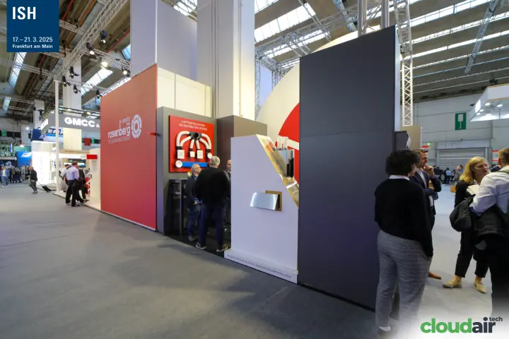 Pichler air distribution board and home ventilation display beside Rosenberg wall at ISH 2025