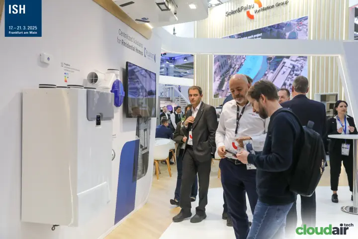 Pluggit PluggEasy residential ventilation unit on the S&P stand at ISH 2025