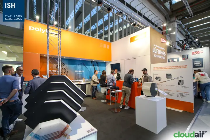 Polybloc stand with enthalpy heat exchanger cores and meeting counter at ISH 2025