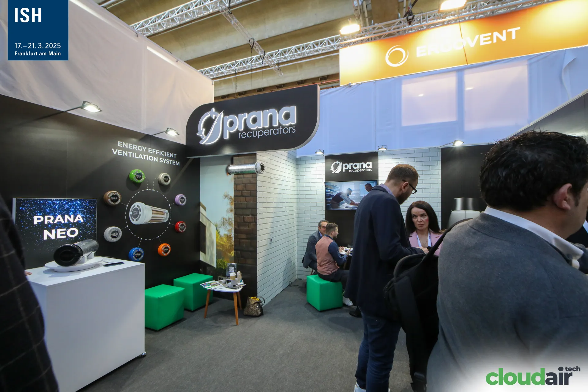 Prana Neo recuperator and colourful wall caps of the ventilation system at ISH 2025