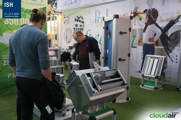 ProLam stand with aluminium AHU casing profiles and damper assemblies at ISH 2025
