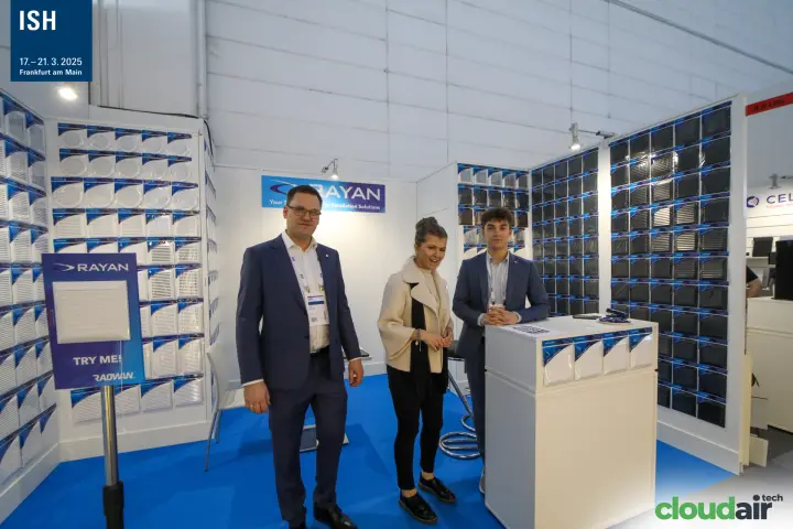 Rayan stand with walls of packaged ventilation grilles