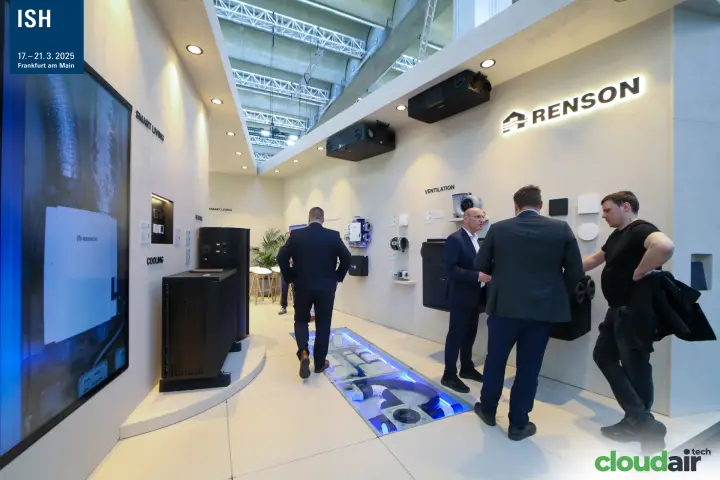 Renson ventilation wall with duct system under a glass floor