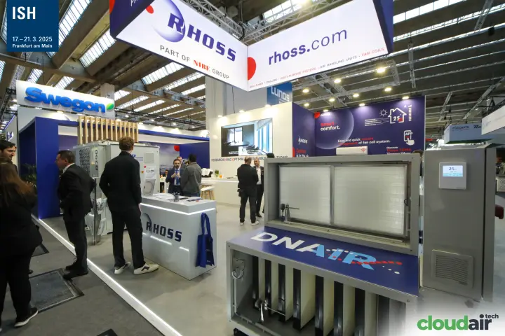 Rhoss DNAIR air handling unit with open filter section in the foreground at ISH 2025