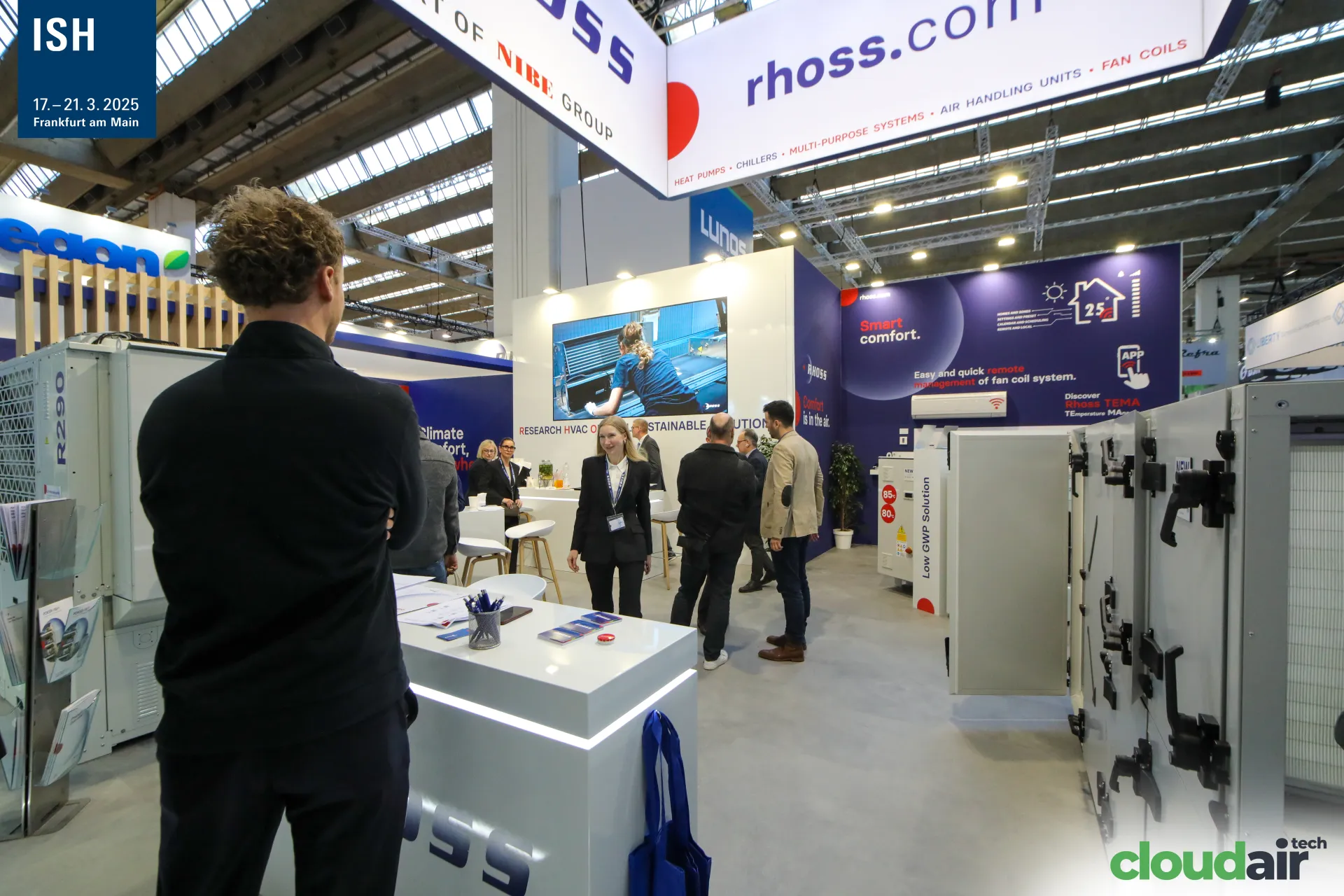 Rhoss stand with air handling unit casings and "Low GWP Solution" units at ISH 2025