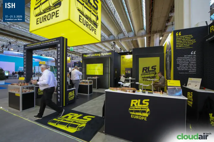 RLS Europe counter with copper fittings and customer quote walls