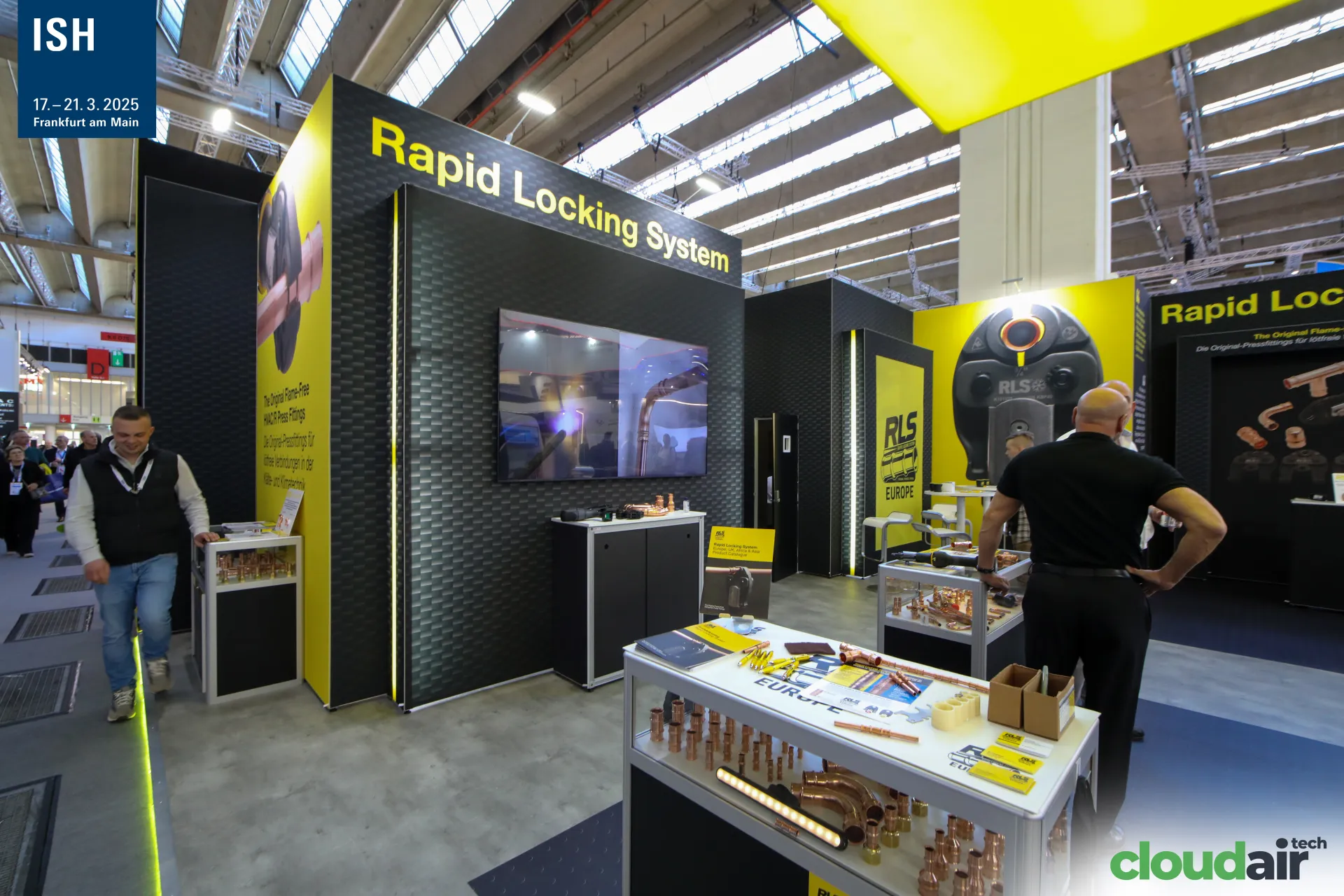 RLS Rapid Locking System wall with fittings table and catalogues at ISH 2025