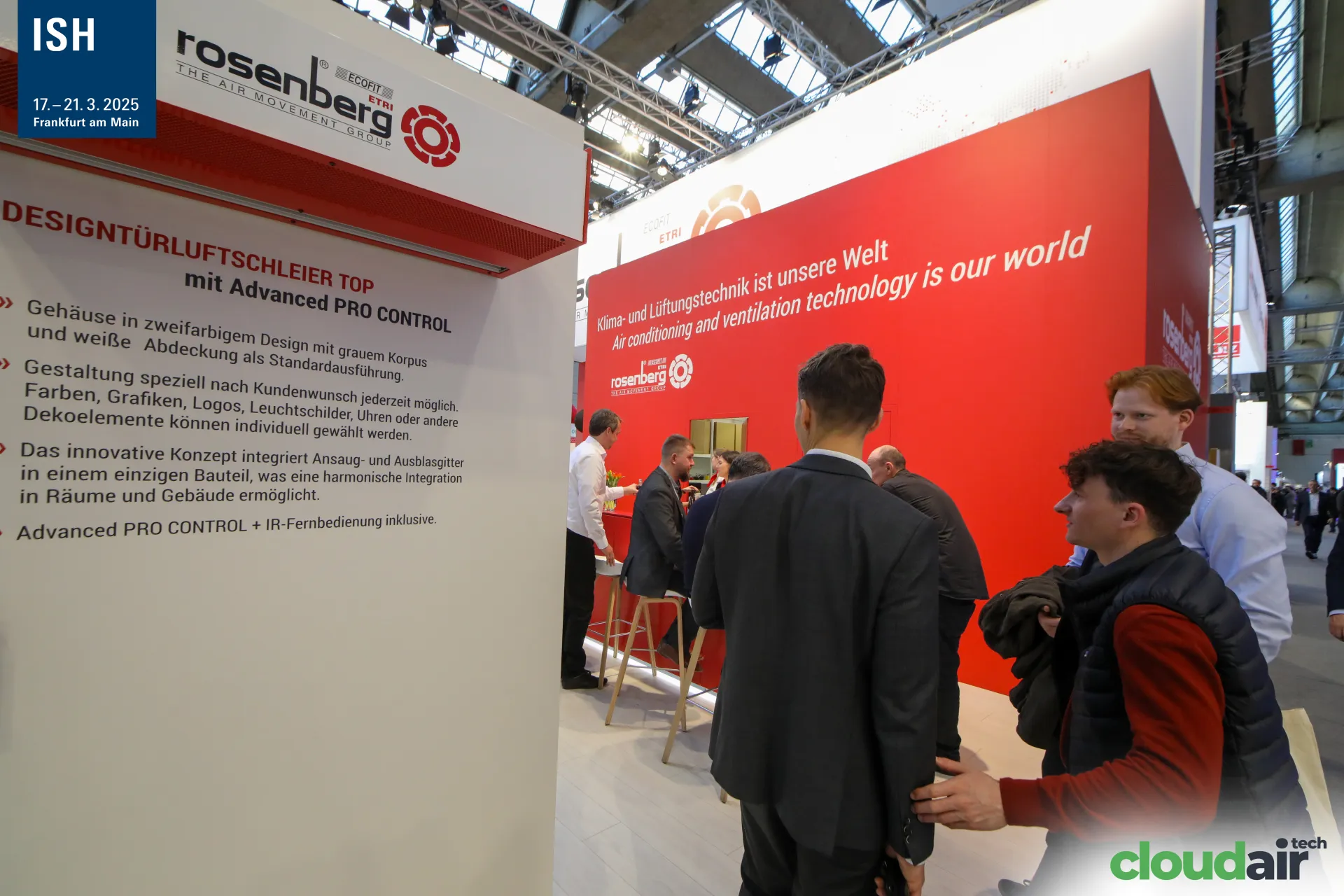 Rosenberg design door air curtain panel and red stand wall at ISH 2025