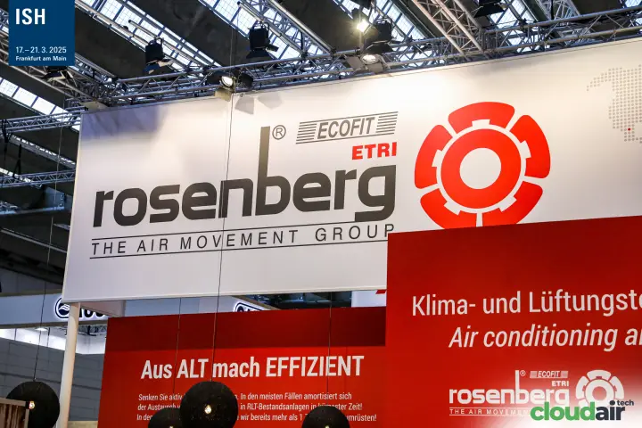 Rosenberg fascia with ECOFIT and ETRI logos above the red stand walls at ISH 2025