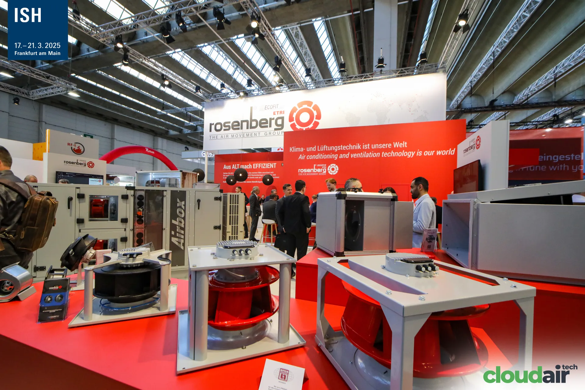 Rosenberg plug fans in front of Airbox air handling units at ISH 2025