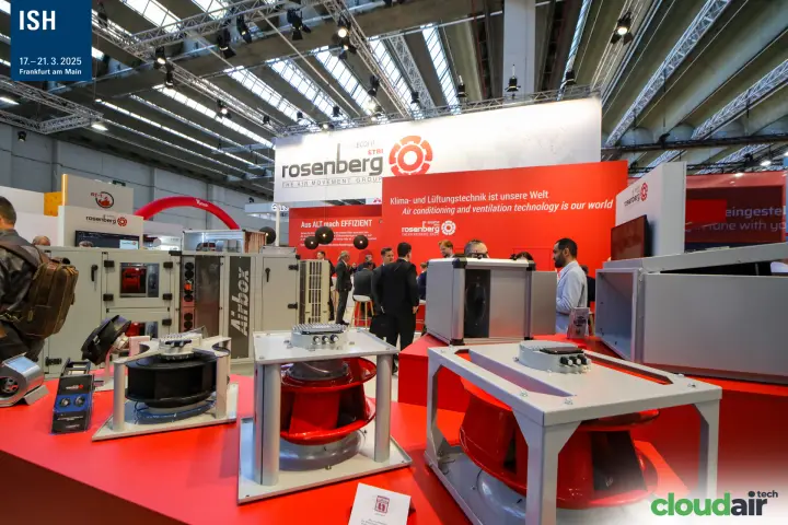 Rosenberg plug fans in front of Airbox air handling units at ISH 2025