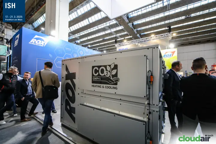 ROX unit panel marked CO2 GWP=1 heating and cooling at ISH 2025
