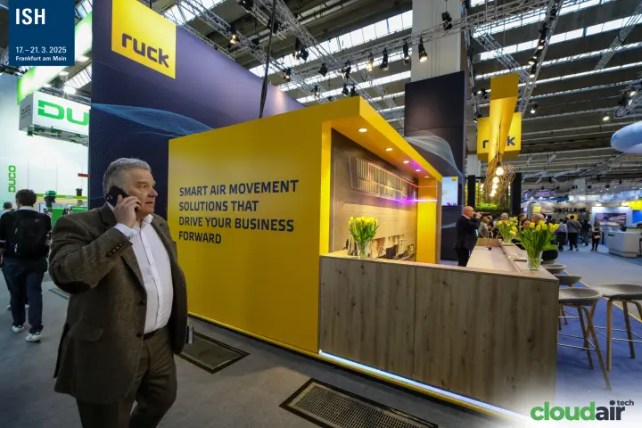 Ruck stand corner with the slogan on a yellow wall at ISH 2025