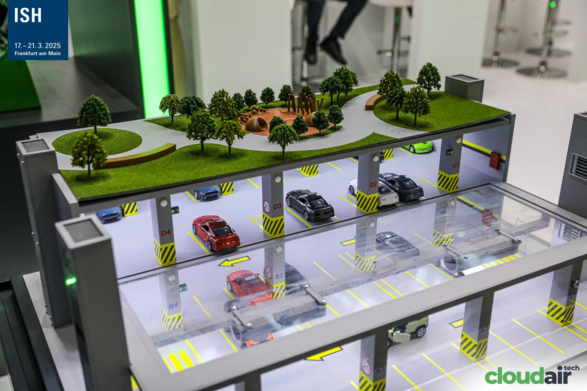 Scale model of an underground car park ventilation system at ISH 2025