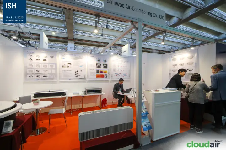 Shinwoo stand with fan coil units and energy recovery posters