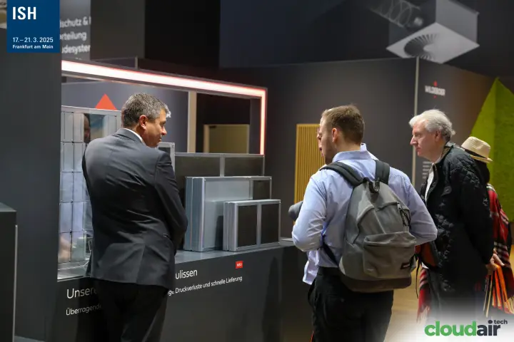 Silencer splitters presented to visitors at the Wildeboer stand at ISH 2025