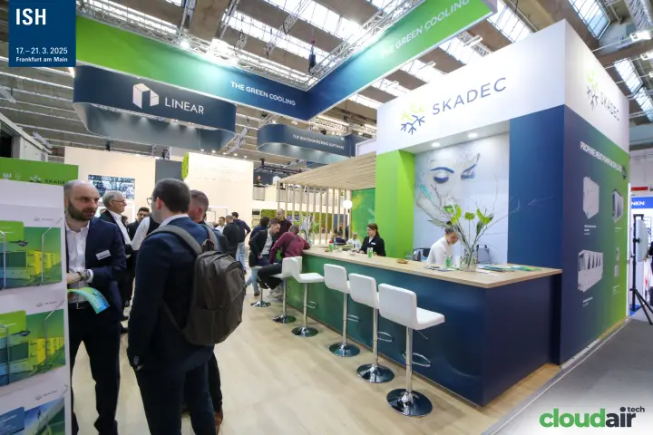 Skadec bar under 'The Green Cooling' banner, propane heat pumps and chillers at ISH 2025