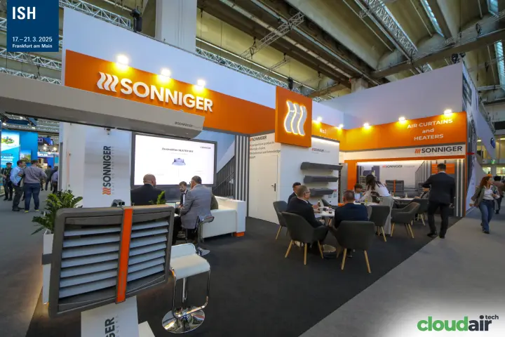 Sonniger unit heater in front of the stand's meeting area
