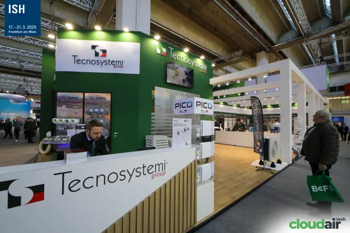 Tecnosystemi counter with PICO ventilation units and Galaxy displays at ISH 2025
