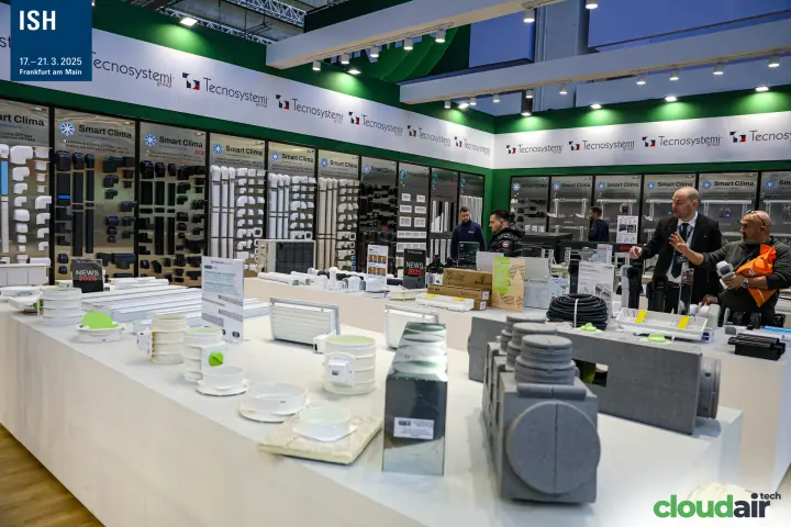 Tecnosystemi table of duct fittings, plenums and insulated distribution boxes at ISH 2025