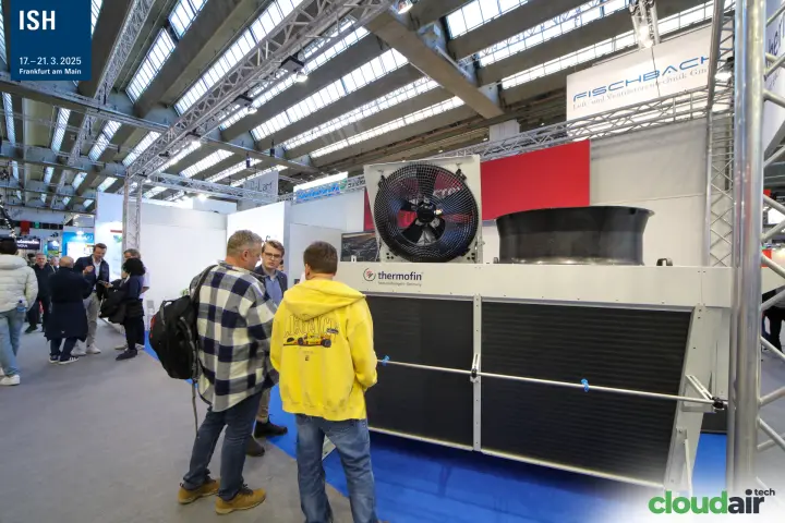 Thermofin cooler with fan and inlet cone on display at ISH 2025