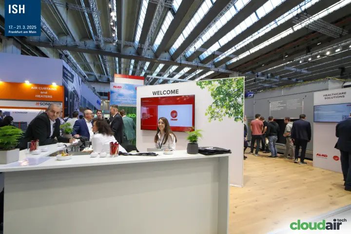 Trane welcome desk and AL-KO Healthcare Solutions area at ISH 2025
