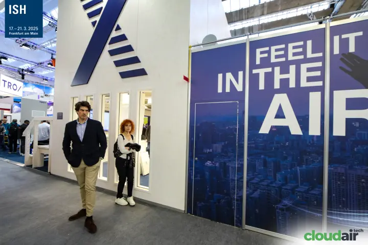 TROX stand wall with large emblem and Feel it in the air graphic at ISH 2025