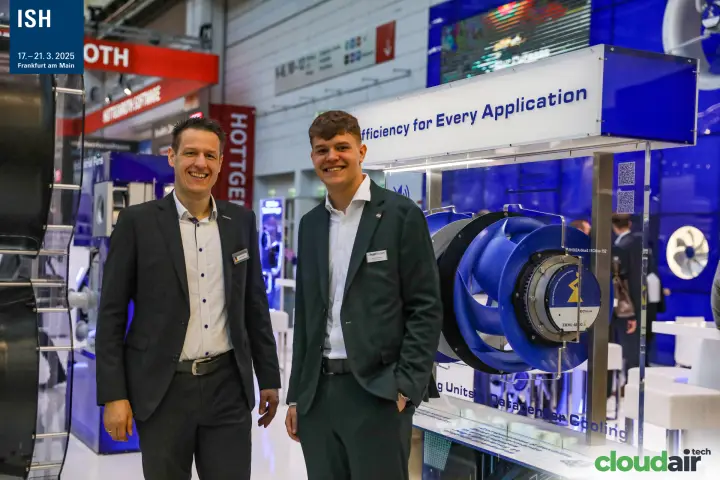 Two Ziehl-Abegg team members at the Efficiency for Every Application display