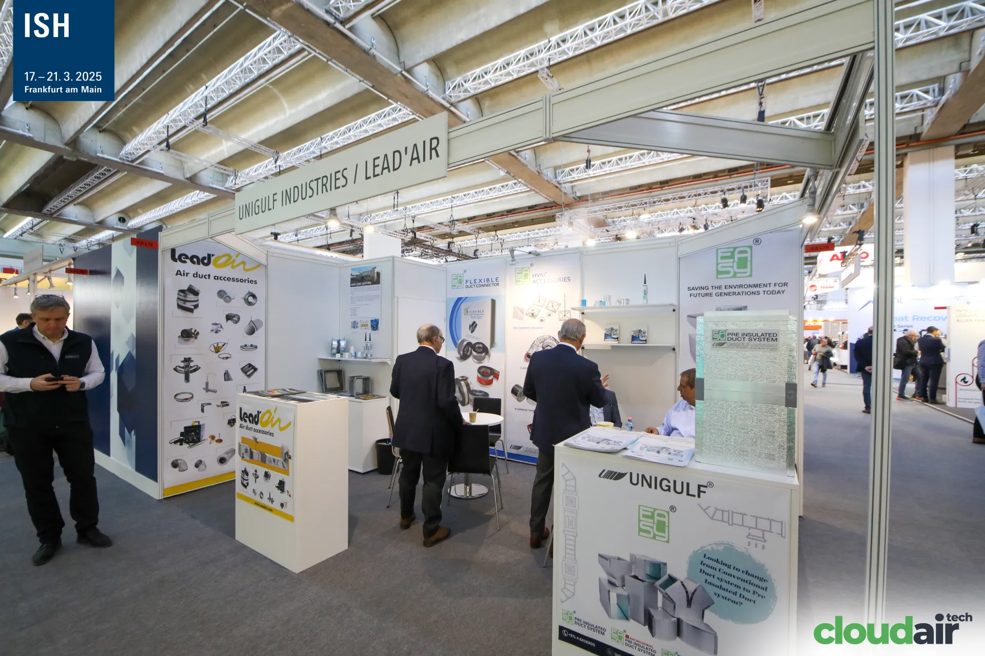 Unigulf and Lead'Air stand with duct accessories and insulated ducts at ISH 2025