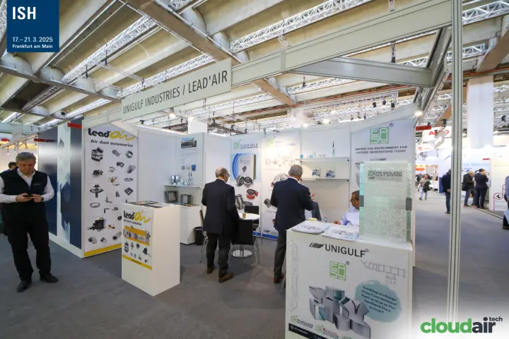 Unigulf and Lead'Air stand with duct accessories and insulated ducts