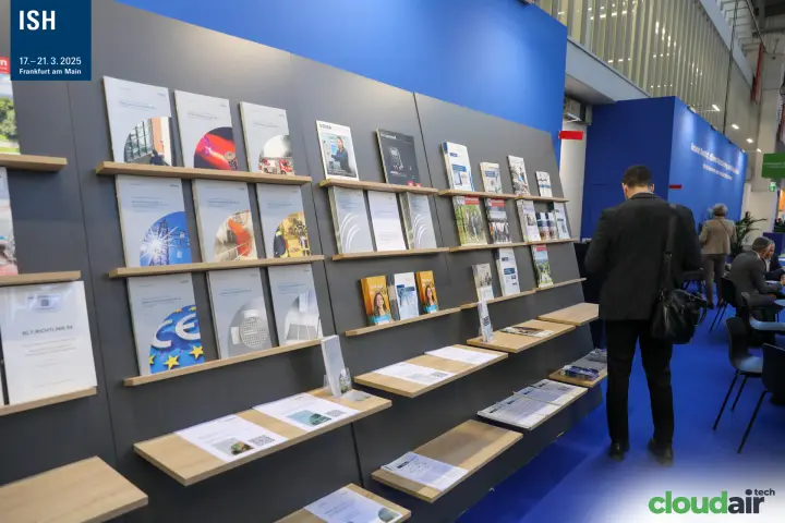 VDMA wall of technical publications and RLT-Richtlinie 04 guide at ISH 2025