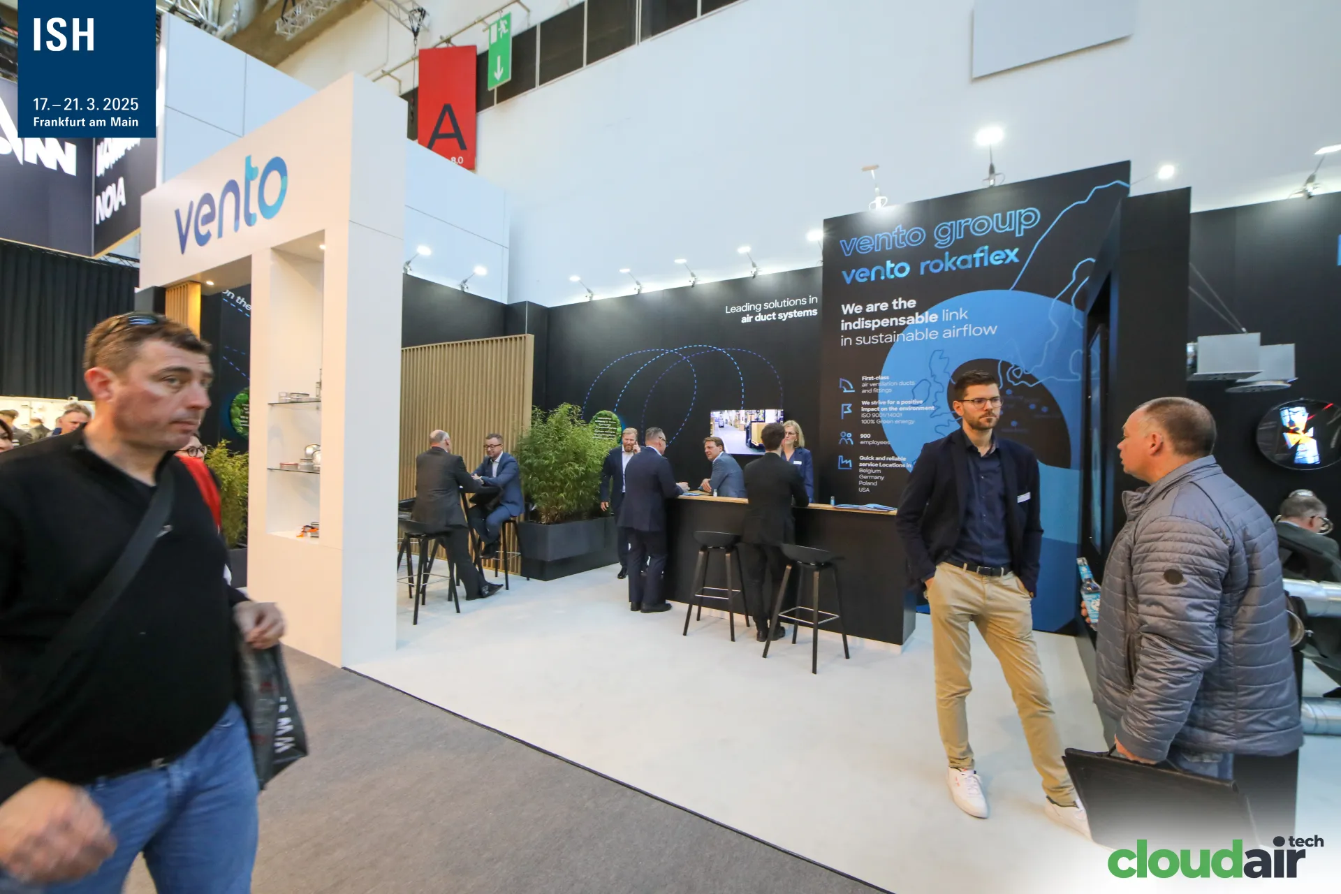 Vento Group stand presenting Rokaflex air duct systems at ISH 2025