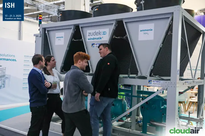 Visitors in front of a Zudek windmatik ammonia unit at ISH 2025