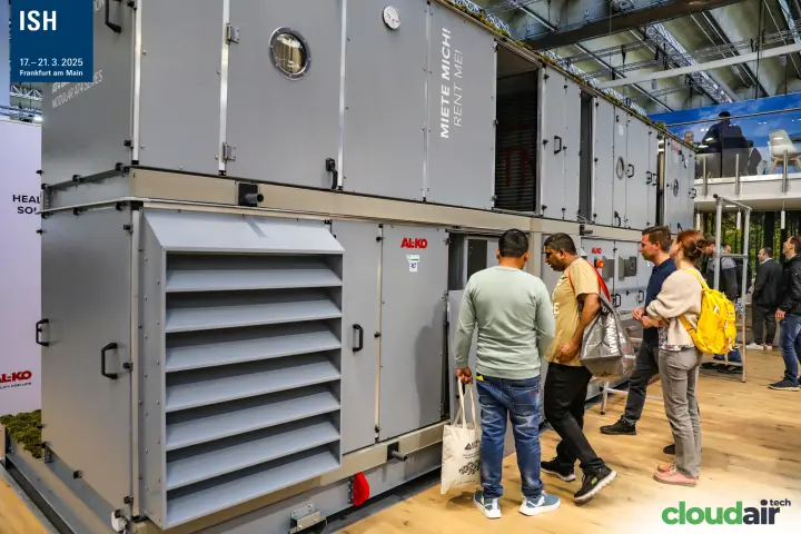 Visitors inspect a large AL-KO AT4 rental air handling unit