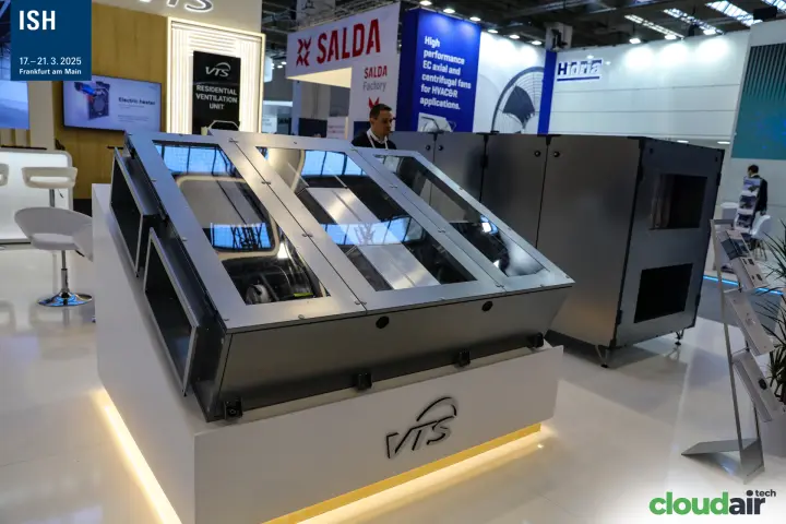 VTS ventilation unit with transparent top panels on illuminated plinth at ISH 2025