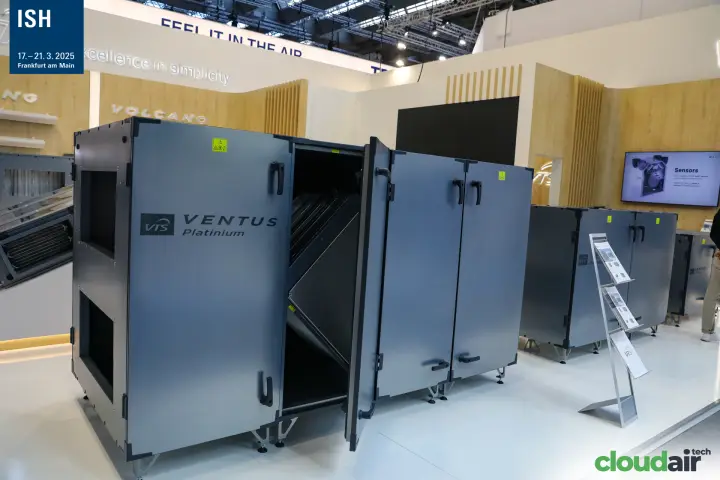 VTS VENTUS Platinium units with an open door showing the exchanger at ISH 2025