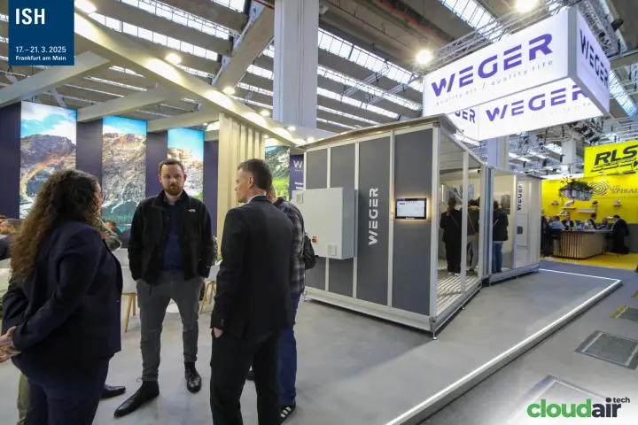 Weger AHU demonstrator with control cabinet and touch panel at ISH 2025