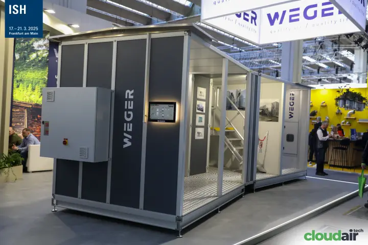 Weger walk-in air handling unit with open service corridor and touch panel at ISH 2025