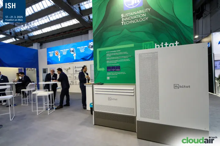 White Hybitat hydrogen system cabinets on the SIT stand at ISH 2025