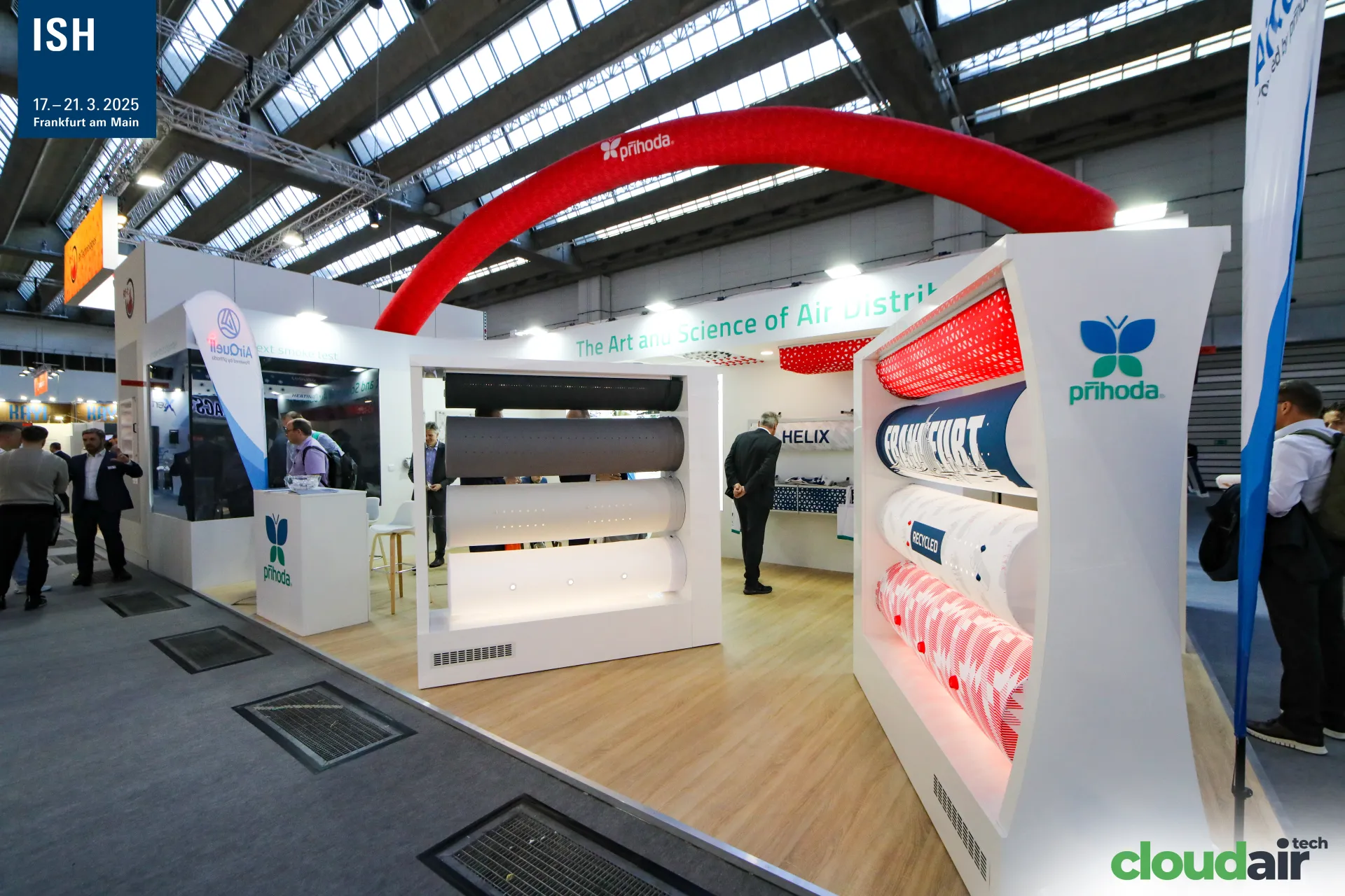 Wide view of the Prihoda stand with duct frames and HELIX corner at ISH 2025