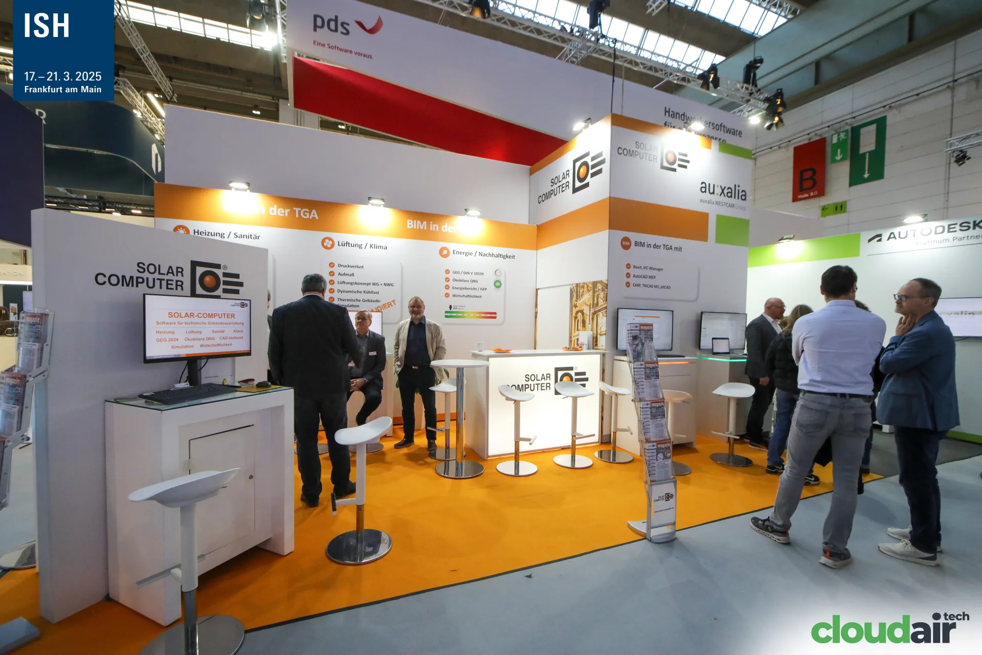 Wide view of the Solar-Computer stand with auxalia BIM corner at ISH 2025